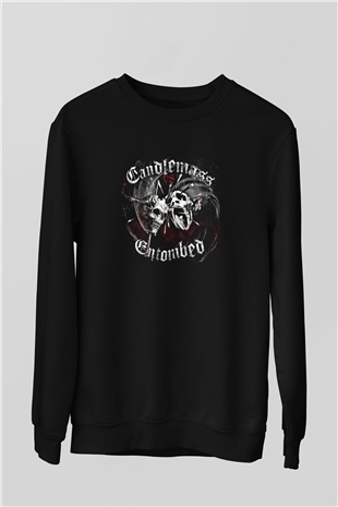 Candlemass Baskılı Unisex Siyah Sweatshirt