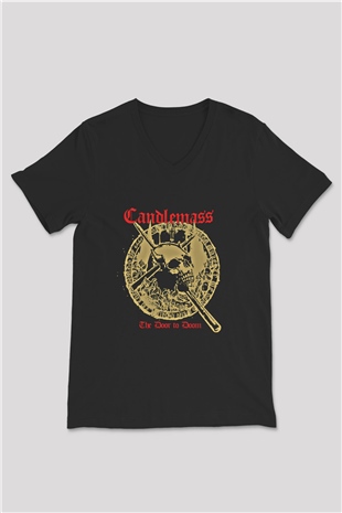 Candlemass Baskılı Unisex Siyah V Yaka Tişört