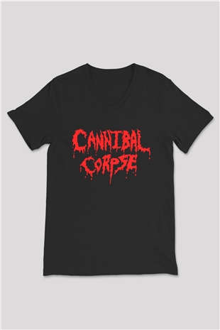 Cannibal Corpse Siyah Unisex V Yaka Tişört T-Shirt