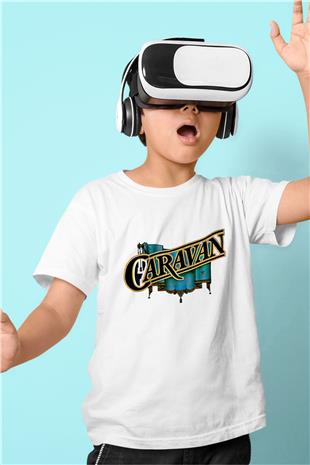 Caravan Baskılı Beyaz Unisex Beyaz Çocuk Tişört - Tshirt