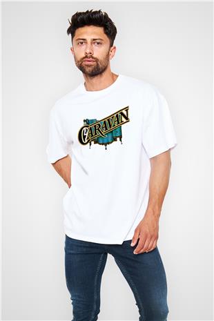 Caravan Baskılı Beyaz Unisex Oversize Tişört - Tshirt