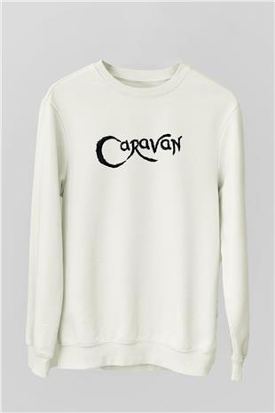 Caravan Baskılı Beyaz Unisex Sweatshirt