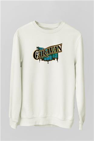 Caravan Baskılı Beyaz Unisex Sweatshirt