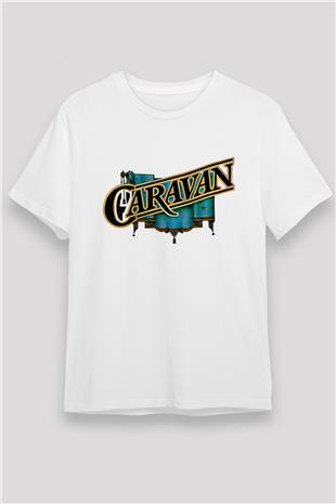 Caravan Baskılı Unisex Beyaz Tişört - Tshirt