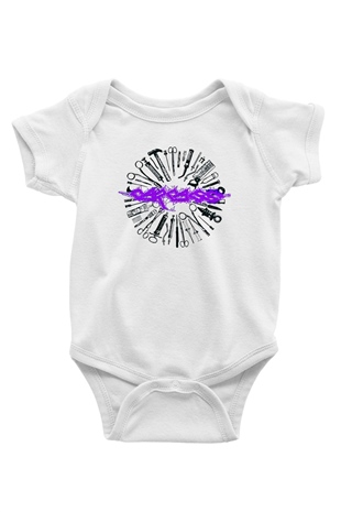 Carcass Baskılı Beyaz Unisex Bebek Body - Zıbın