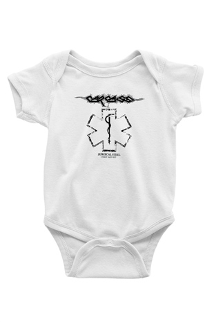 Carcass Baskılı Beyaz Unisex Bebek Body - Zıbın
