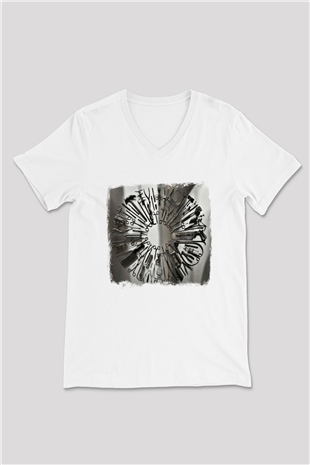 Carcass Baskılı Unisex Beyaz V Yaka Tişört