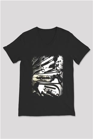 Carcass Siyah Unisex V Yaka Tişört T-Shirt
