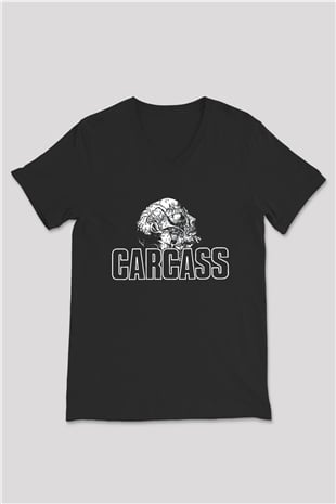 Carcass Siyah Unisex V Yaka Tişört T-Shirt