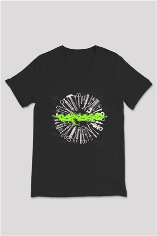 Carcass Siyah Unisex V Yaka Tişört T-Shirt