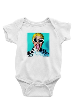 Cardi B Baskılı Beyaz Unisex Bebek Body - Zıbın