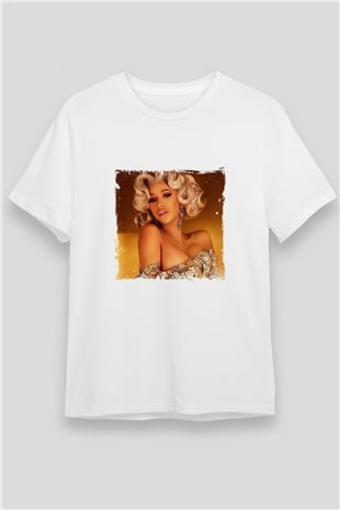 Cardi B Baskılı Unisex Beyaz Tişört