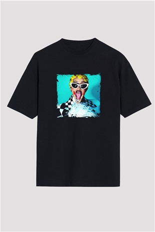 Cardi B Baskılı Unisex Oversize Siyah Tişört