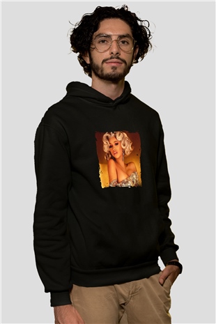 Cardi B Baskılı Unisex Siyah Hoodie