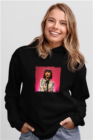 Cardi B Baskılı Unisex Siyah Hoodie