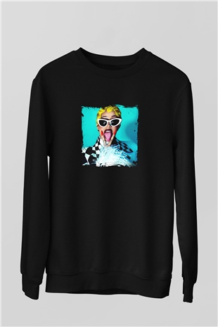 Cardi B Baskılı Unisex Siyah Sweatshirt