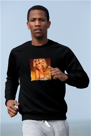 Cardi B Baskılı Unisex Siyah Sweatshirt