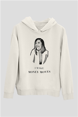 Cardi B Beyaz Unisex Kapşonlu Sweatshirt