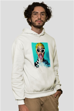 Cardi B Beyaz Unisex Kapşonlu Sweatshirt
