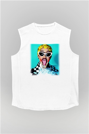 Cardi B Beyaz Unisex Kolsuz Tişört