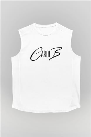 Cardi B Beyaz Unisex Kolsuz Tişört