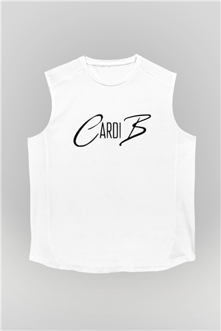 Cardi B Beyaz Unisex Kolsuz Tişört