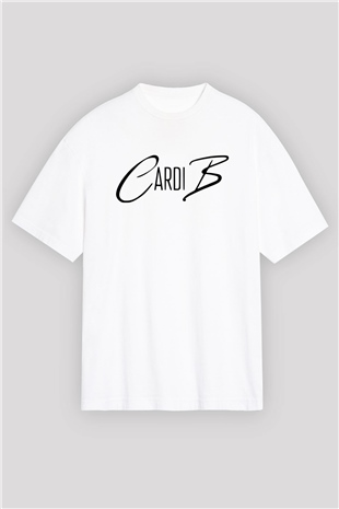 Cardi B Beyaz Unisex Oversize Tişört T-Shirt