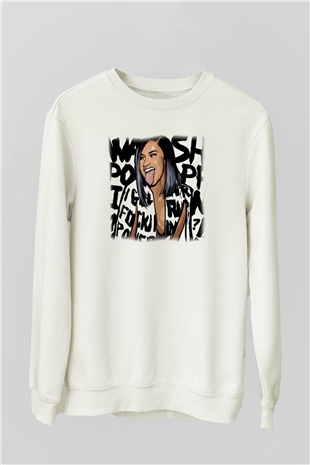 Cardi B Beyaz Unisex Sweatshirt