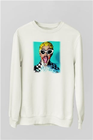 Cardi B Beyaz Unisex Sweatshirt