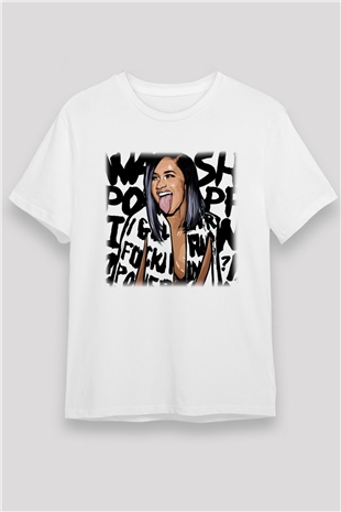 Cardi B Beyaz Unisex Tişört T-Shirt - TişörtFabrikası