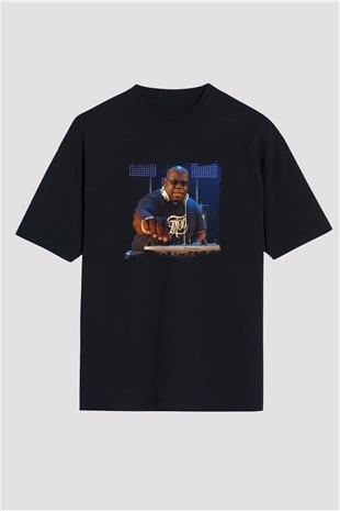Carl Cox Baskılı Unisex Oversize Siyah Tişört