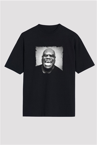 Carl Cox Baskılı Unisex Oversize Siyah Tişört