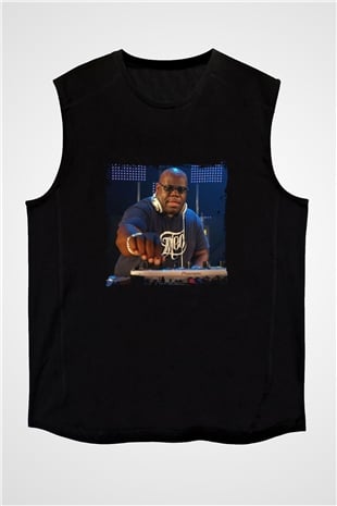 Carl Cox Baskılı Unisex Siyah Kolsuz Tişört