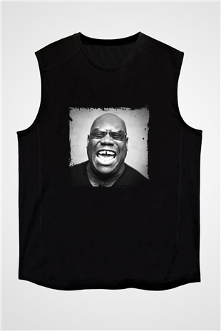 Carl Cox Baskılı Unisex Siyah Kolsuz Tişört