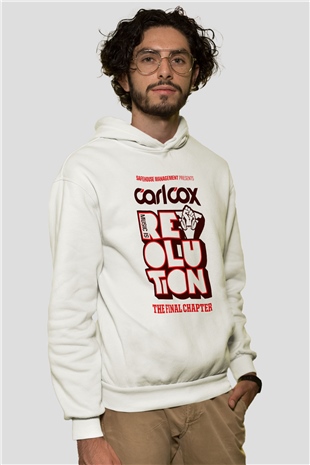 Carl Cox Beyaz Unisex Kapşonlu Sweatshirt
