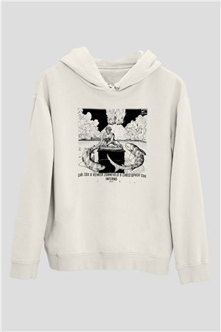 Carl Cox Beyaz Unisex Kapşonlu Sweatshirt