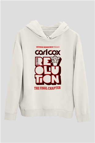 Carl Cox Beyaz Unisex Kapşonlu Sweatshirt