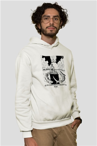 Carl Cox Beyaz Unisex Kapşonlu Sweatshirt
