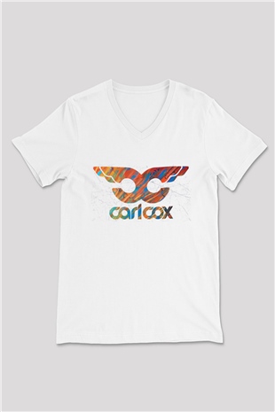 Carl Cox Beyaz Unisex V Yaka Tişört