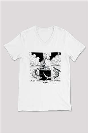 Carl Cox Beyaz Unisex V Yaka Tişört T-Shirt