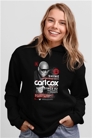Carl Cox Siyah Unisex Kapüşonlu Sweatshirt