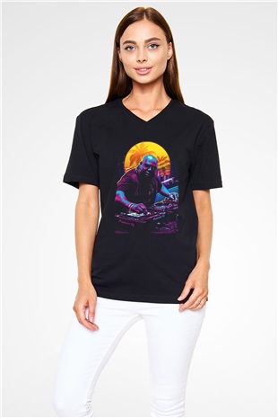 Carl Cox Siyah Unisex V Yaka Tişört