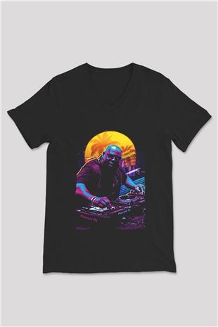 Carl Cox Siyah Unisex V Yaka Tişört