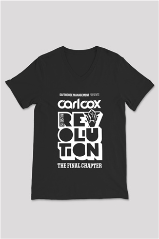 Carl Cox Siyah Unisex V Yaka Tişört T-Shirt