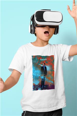 Carl Sagan Baskılı Unisex Beyaz Çocuk Tişörtü - Tshirt