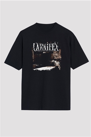 Carnifex Baskılı Unisex Siyah Oversize Tişört