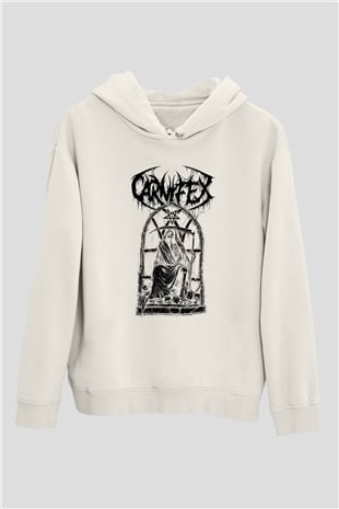 Carnifex Beyaz Unisex Kapşonlu Sweatshirt