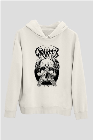 Carnifex Beyaz Unisex Kapüşonlu Sweatshirt