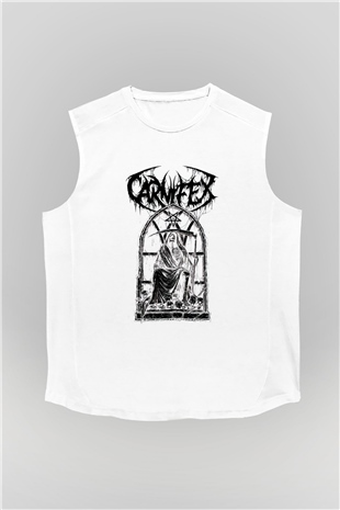 Carnifex Beyaz Unisex Kolsuz Tişört