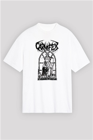 Carnifex Beyaz Unisex Oversize Tişört T-Shirt